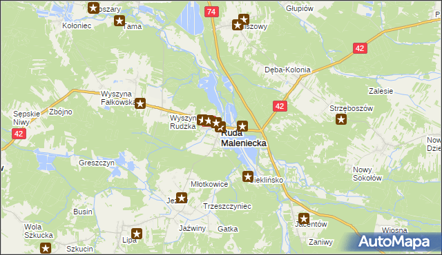 mapa Ruda Maleniecka, Ruda Maleniecka na mapie Targeo