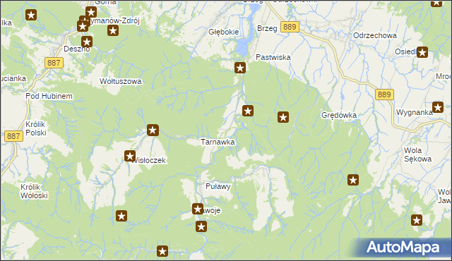 mapa Rudawka Rymanowska, Rudawka Rymanowska na mapie Targeo