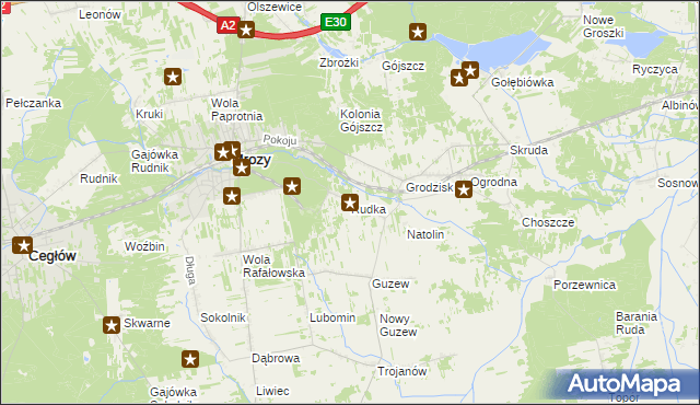 mapa Rudka gmina Mrozy, Rudka gmina Mrozy na mapie Targeo