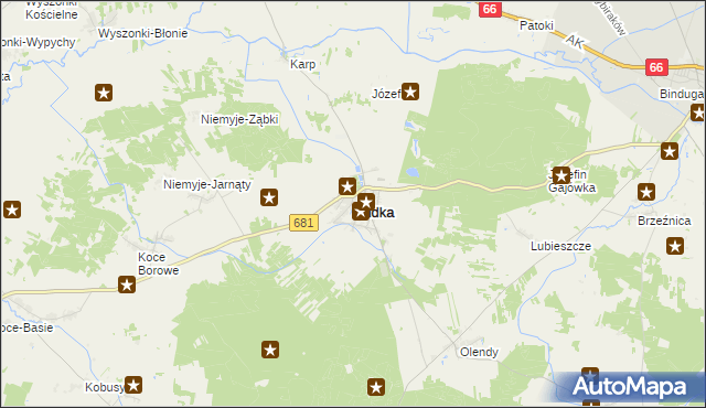 mapa Rudka powiat bielski, Rudka powiat bielski na mapie Targeo