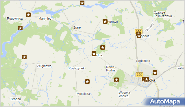 mapa Rudna gmina Wysoka, Rudna gmina Wysoka na mapie Targeo