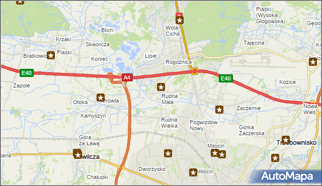mapa Rudna Mała gmina Głogów Małopolski, Rudna Mała gmina Głogów Małopolski na mapie Targeo