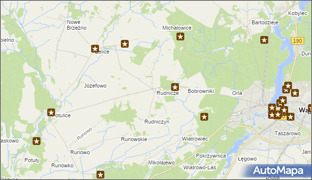 mapa Rudnicze gmina Wągrowiec, Rudnicze gmina Wągrowiec na mapie Targeo