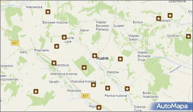 mapa Rudnik powiat krasnostawski, Rudnik powiat krasnostawski na mapie Targeo