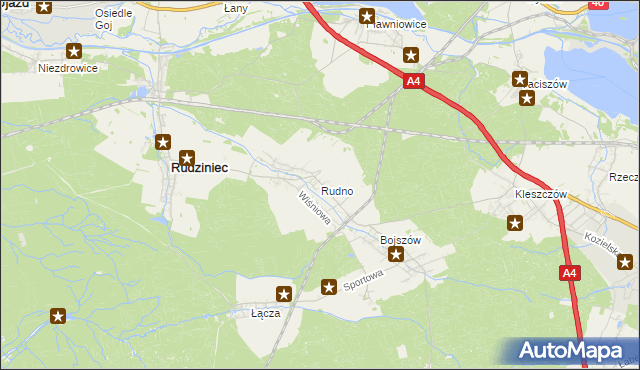 mapa Rudno gmina Rudziniec, Rudno gmina Rudziniec na mapie Targeo