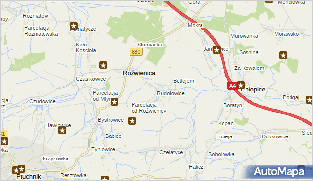 mapa Rudołowice, Rudołowice na mapie Targeo