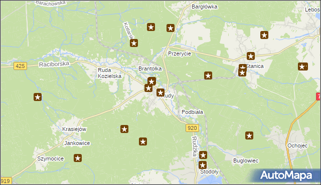 mapa Rudy gmina Kuźnia Raciborska, Rudy gmina Kuźnia Raciborska na mapie Targeo