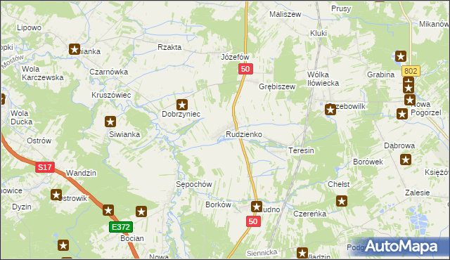 mapa Rudzienko gmina Kołbiel, Rudzienko gmina Kołbiel na mapie Targeo