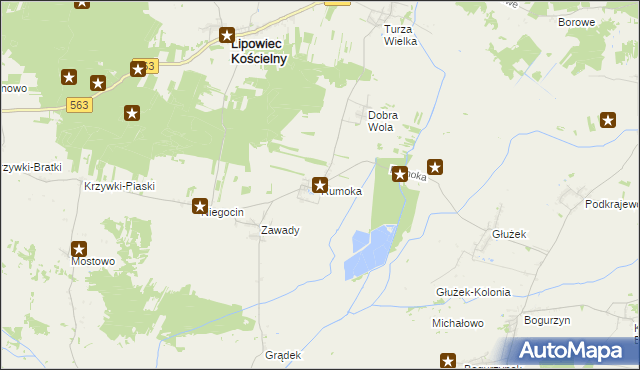 mapa Rumoka gmina Lipowiec Kościelny, Rumoka gmina Lipowiec Kościelny na mapie Targeo