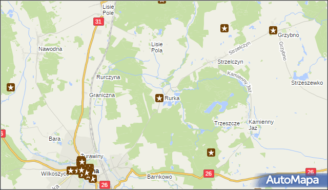 mapa Rurka gmina Chojna, Rurka gmina Chojna na mapie Targeo