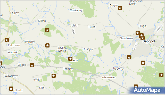 mapa Rusajny, Rusajny na mapie Targeo