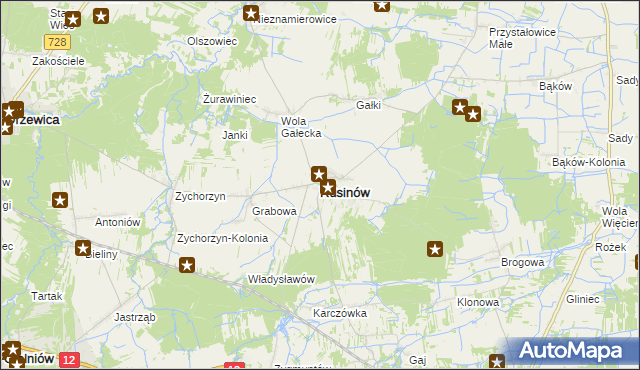 mapa Rusinów powiat przysuski, Rusinów powiat przysuski na mapie Targeo