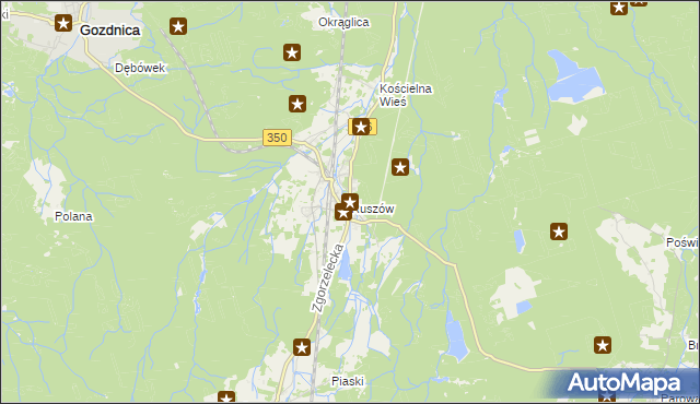 mapa Ruszów gmina Węgliniec, Ruszów gmina Węgliniec na mapie Targeo