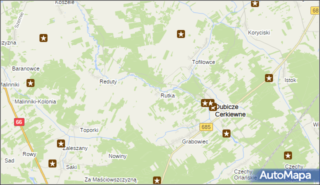 mapa Rutka gmina Dubicze Cerkiewne, Rutka gmina Dubicze Cerkiewne na mapie Targeo