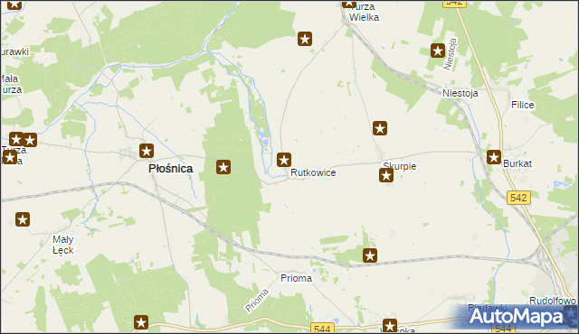 mapa Rutkowice gmina Płośnica, Rutkowice gmina Płośnica na mapie Targeo