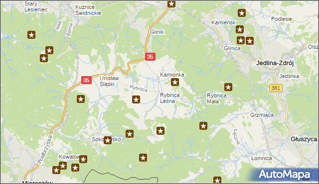 mapa Rybnica Leśna, Rybnica Leśna na mapie Targeo