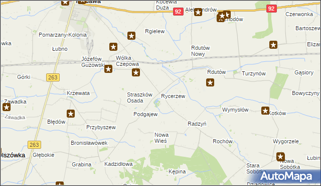 mapa Rycerzew, Rycerzew na mapie Targeo