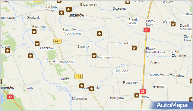 mapa Rychnów gmina Blizanów, Rychnów gmina Blizanów na mapie Targeo