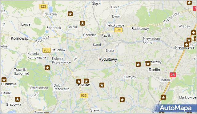 mapa Rydułtowy, Rydułtowy na mapie Targeo