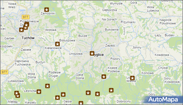 mapa Ryglice, Ryglice na mapie Targeo