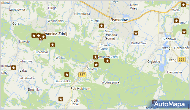 mapa Rymanów-Zdrój, Rymanów-Zdrój na mapie Targeo