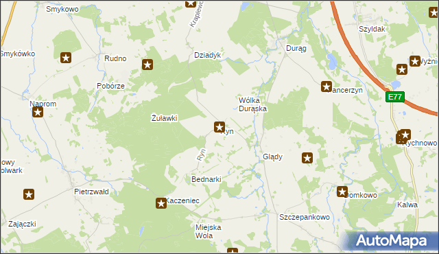 mapa Ryn gmina Ostróda, Ryn gmina Ostróda na mapie Targeo