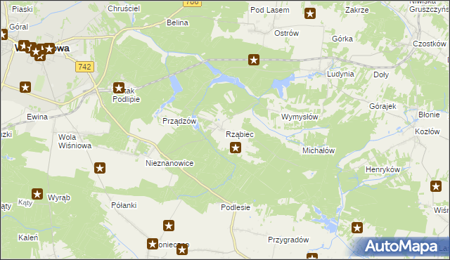 mapa Rząbiec, Rząbiec na mapie Targeo