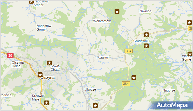 mapa Rząsiny, Rząsiny na mapie Targeo