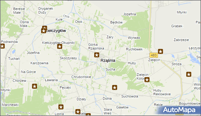 mapa Rząśnia, Rząśnia na mapie Targeo