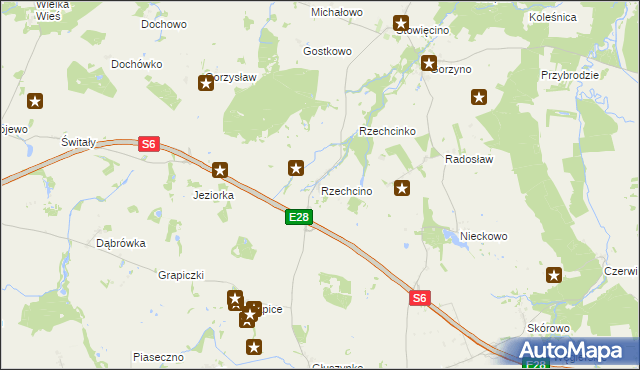 mapa Rzechcino, Rzechcino na mapie Targeo