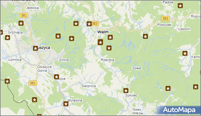 mapa Rzeczka gmina Walim, Rzeczka gmina Walim na mapie Targeo