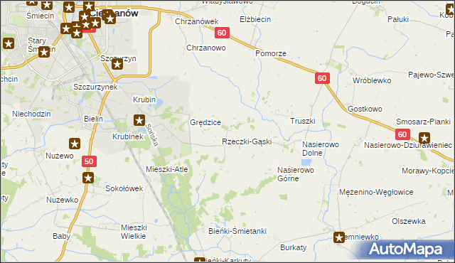 mapa Rzeczki gmina Ciechanów, Rzeczki gmina Ciechanów na mapie Targeo