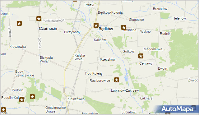mapa Rzeczków gmina Będków, Rzeczków gmina Będków na mapie Targeo