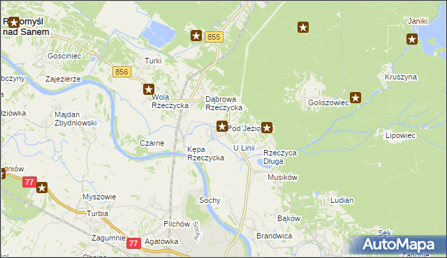 mapa Rzeczyca Okrągła, Rzeczyca Okrągła na mapie Targeo