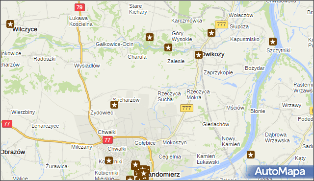 mapa Rzeczyca Sucha, Rzeczyca Sucha na mapie Targeo