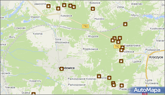 mapa Rzędkowice, Rzędkowice na mapie Targeo