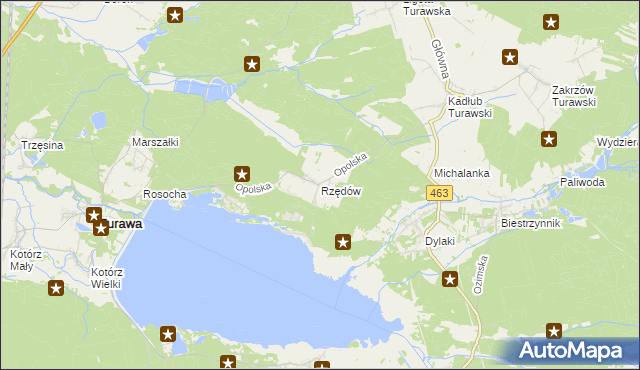 mapa Rzędów gmina Turawa, Rzędów gmina Turawa na mapie Targeo