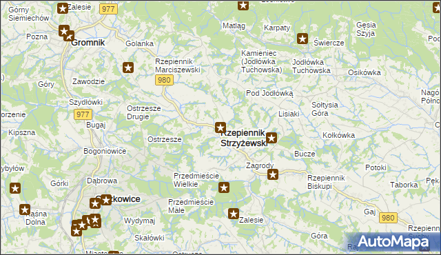 mapa Rzepiennik Strzyżewski, Rzepiennik Strzyżewski na mapie Targeo