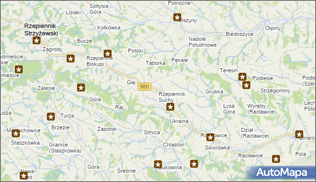 mapa Rzepiennik Suchy, Rzepiennik Suchy na mapie Targeo