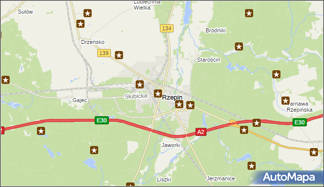 mapa Rzepin, Rzepin na mapie Targeo