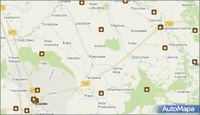 mapa Rzepiszew-Resztówka, Rzepiszew-Resztówka na mapie Targeo