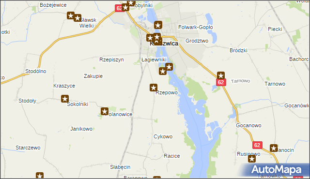mapa Rzepowo gmina Kruszwica, Rzepowo gmina Kruszwica na mapie Targeo