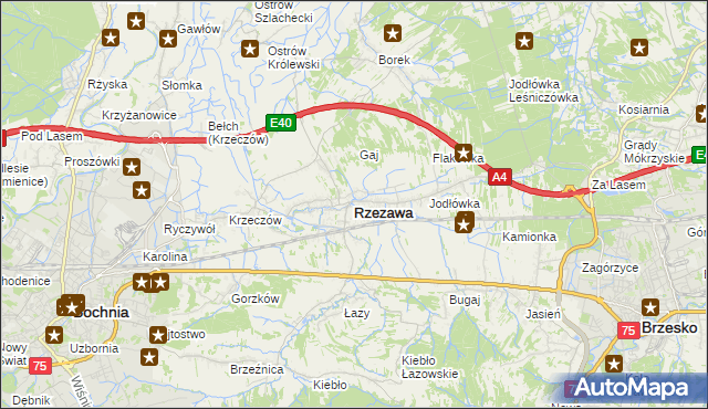 mapa Rzezawa, Rzezawa na mapie Targeo