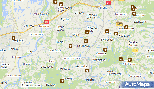 mapa Rzuchowa, Rzuchowa na mapie Targeo