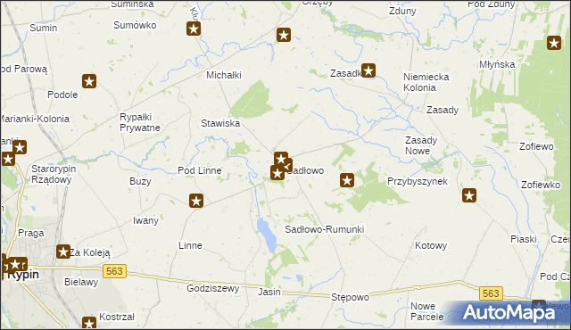 mapa Sadłowo gmina Rypin, Sadłowo gmina Rypin na mapie Targeo