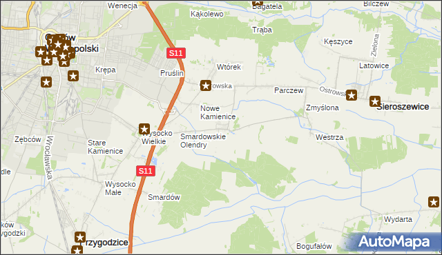 mapa Sadowie gmina Ostrów Wielkopolski, Sadowie gmina Ostrów Wielkopolski na mapie Targeo