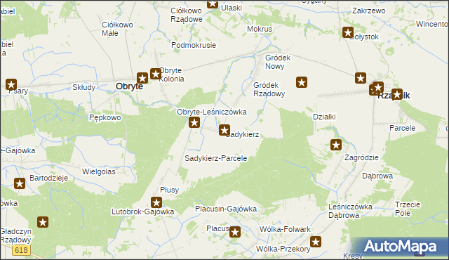 mapa Sadykierz gmina Obryte, Sadykierz gmina Obryte na mapie Targeo