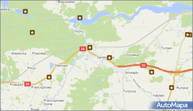 mapa Samborowo, Samborowo na mapie Targeo