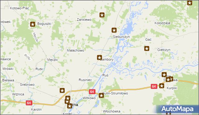 mapa Sambory, Sambory na mapie Targeo