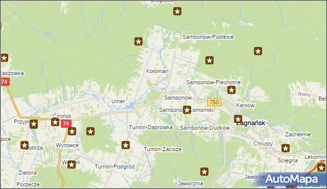 mapa Samsonów, Samsonów na mapie Targeo